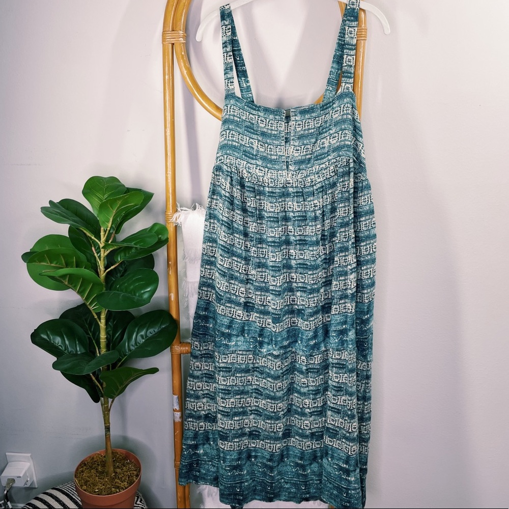 Free People Blue Boho Maxi Square Neck Tribal Print sz L